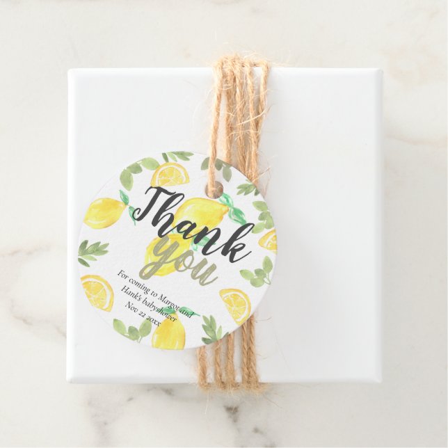 Cute rustic lemon babyshower favour tag (In Situ)