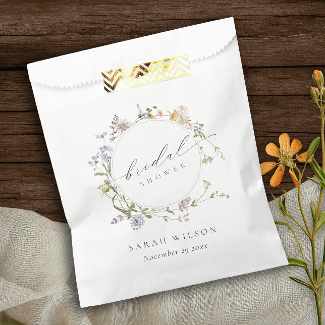 Cute Rustic Meadow Floral Wreath Bridal Shower Favour Bag (Creator Uploaded)