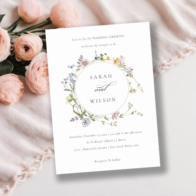 Cute Rustic Meadow Floral Wreath Wedding Invite (Creator Uploaded)