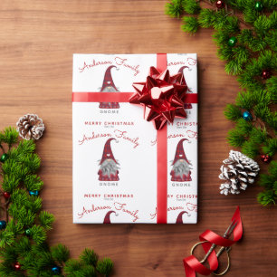 Cute Rustic Merry Christmas Family Gnome Home Wrap Wrapping Paper