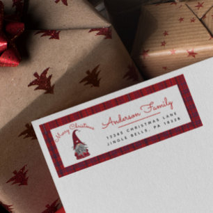 Cute Rustic Merry Christmas Gnome Return Address L Label