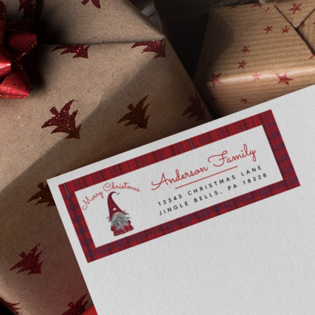Cute Rustic Merry Christmas Gnome Return Address L Label (Creator Uploaded)
