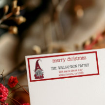 Cute Rustic Merry Christmas Gnome Return Address