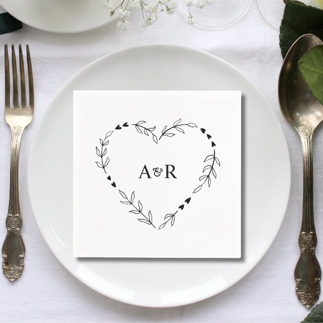 Cute Rustic Minimal Greenery Wedding Paper Napkin (Creator Uploaded)