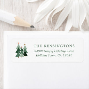 Cute Rustic Modern Merry Christmas Trees Return Address Label
