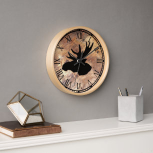 cute rustic moose head clock
