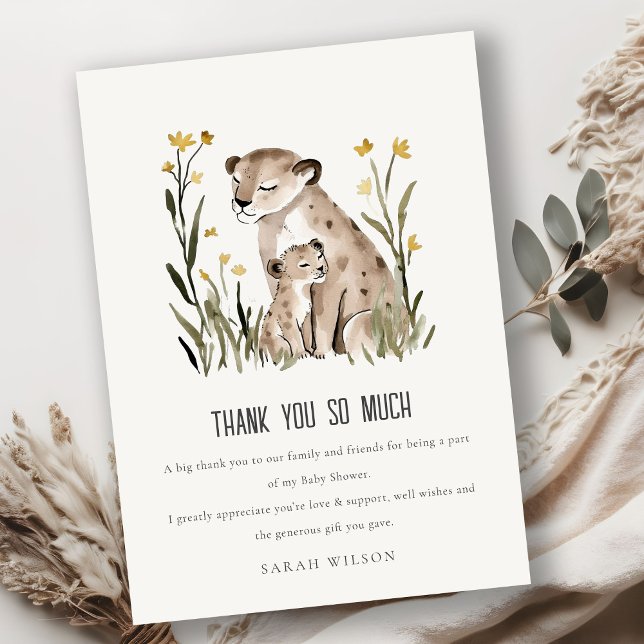 Cute Rustic Mum and Baby Tiger Foliage Baby Shower Thank You Card (Creator Uploaded)