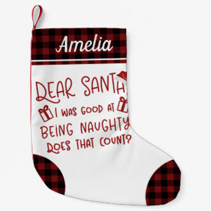 Cute Rustic Pattern Funny Letter To Santa Small Christmas Stocking