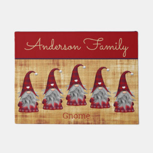 Cute Rustic Personalised Christmas Gnome Elf Doormat