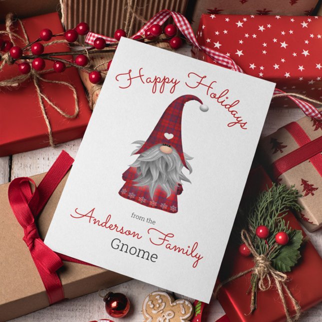 Cute Rustic Personalized Christmas Gnome Elf Holiday Postcard (Creator Uploaded)