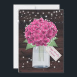 Cute Rustic Pink Floral Birthday Card for Sister<br><div class="desc">Sweet rustic pink floral birthday card featuring pink hydrangeas and baby's breath inside a mason jar against a rustic wood background. String lights and twinkle stars add a magical charm to this cute floral design. A floral tag with 'Happy Birthday' custom text on the front and a big floral heart...</div>