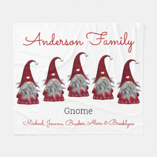Cute Rustic Plaid Personalised Christmas Gnome Elf Fleece Blanket
