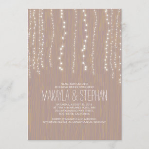 Cute Rustic String of Lights Rehearsal Dinner Invitation