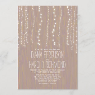 Cute Rustic String of Lights Wedding Invitations