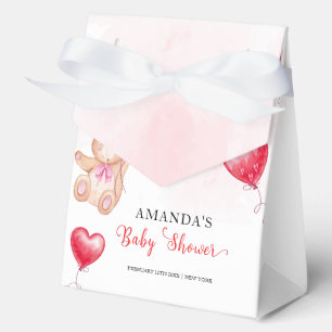 Cute Rustic Teddy Bear Heart Balloon Baby Shower  Favour Box