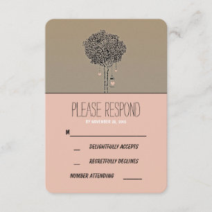 Cute rustic tree and mason jars wedding RSVP card