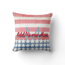 Cute Rustic Vintage American Flag Name Monogram