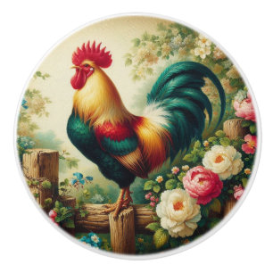 Cute rustic/vintage rooster ceramic knob
