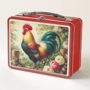 Cute rustic/vintage rooster metal lunch box
