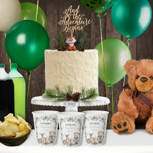 Cute Rustic Winter Woodland Animals Baby Shower Paper Cups