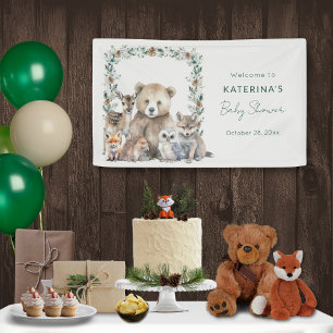 Cute Rustic Woodland Animals Baby Shower Banner