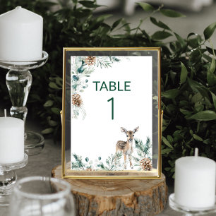 Cute Rustic Woodland Deer Baby Shower Table Number