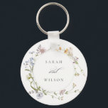 Cute Rustic Yellow Meadow Floral Wreath Wedding Key Ring<br><div class="desc">If you need any further customisation please feel free to message me on yellowfebstudio@gmail.com.</div>