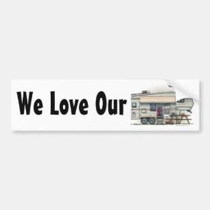 Cute RV Vintage Fifth Wheel Camper Travel Trailer Bumper Sticker