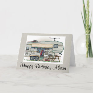 Cute RV Vintage Fifth Wheel Camper Travel Trailer Card