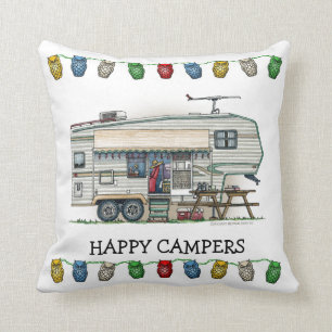 Cute RV Vintage Fifth Wheel Camper Travel Trailer Cushion