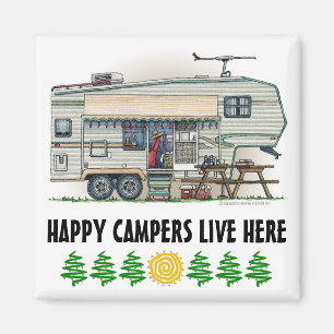 Cute RV Vintage Fifth Wheel Camper Travel Trailer Magnet