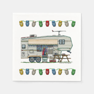 Cute RV Vintage Fifth Wheel Camper Travel Trailer Napkin