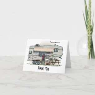 Cute RV Vintage Fifth Wheel Camper Travel Trailer Thank You Card