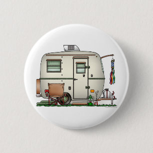 Cute RV Vintage Glass Egg Camper Travel Trailer 6 Cm Round Badge
