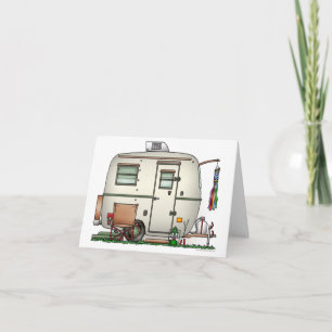 Cute RV Vintage Glass Egg Camper Travel Trailer Card