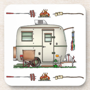 Cute RV Vintage Glass Egg Camper Travel Trailer Coaster