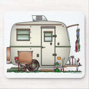 Cute RV Vintage Glass Egg Camper Travel Trailer Mouse Pad
