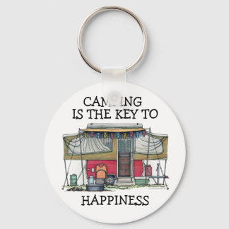 Cute RV Vintage Popup Camper Travel Trailer Key Ring