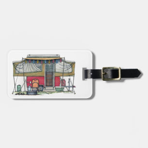Cute RV Vintage Popup Camper Travel Trailer Luggage Tag