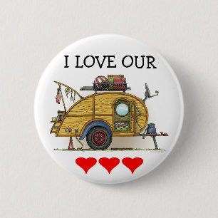 Cute RV Vintage Teardrop Camper Travel Trailer 6 Cm Round Badge