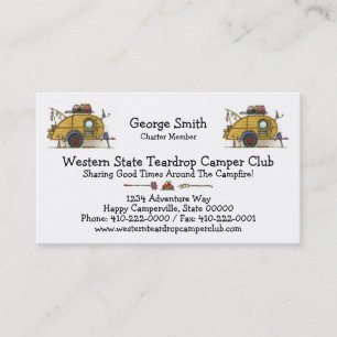 Cute RV Vintage Teardrop  Camper Travel Trailer Business Card