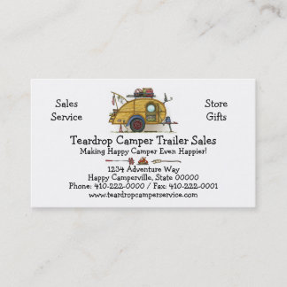 Cute RV Vintage Teardrop  Camper Travel Trailer Business Card