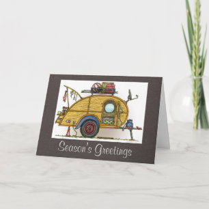 Cute RV Vintage Teardrop Camper Travel Trailer Holiday Card