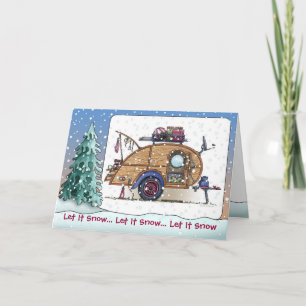 Cute RV Vintage Teardrop Camper Travel Trailer Holiday Card