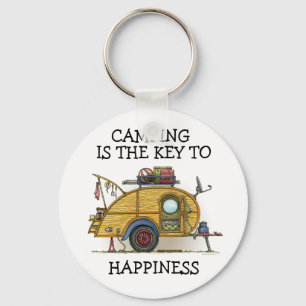 Cute RV Vintage Teardrop  Camper Travel Trailer Key Ring