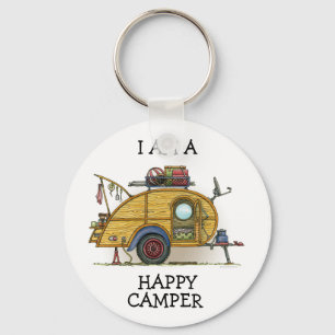 Cute RV Vintage Teardrop  Camper Travel Trailer Key Ring