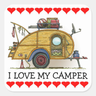 Cute RV Vintage Teardrop  Camper Travel Trailer Square Sticker