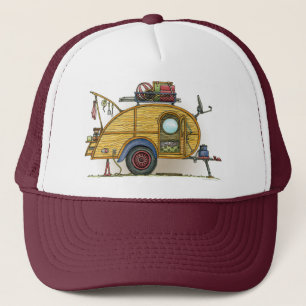 Cute RV Vintage Teardrop  Camper Travel Trailer Trucker Hat