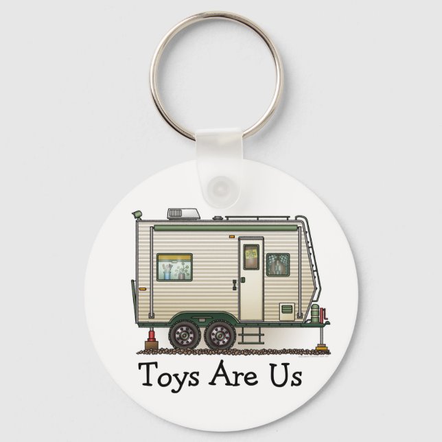 Cute RV Vintage Toy Haulier Camper Travel Trailer Key Ring (Front)