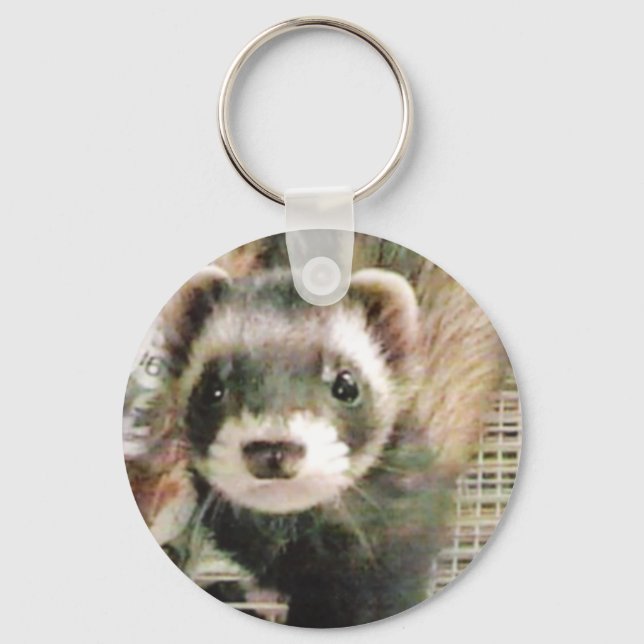 Cute Sable Ferret Key Ring (Front)